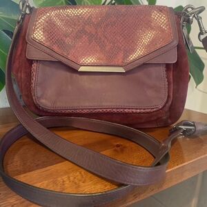 Coach Taylor Crossbody Suede Leather Python F33396 Burgundy/Wine #27